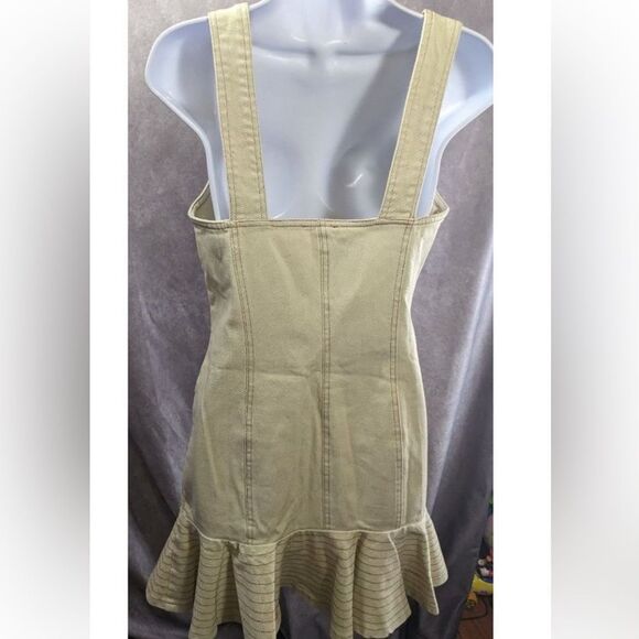 VENUS Cream Sheath Midi Dress Pleated Ruffled V-Neck - Picture 2 of 8